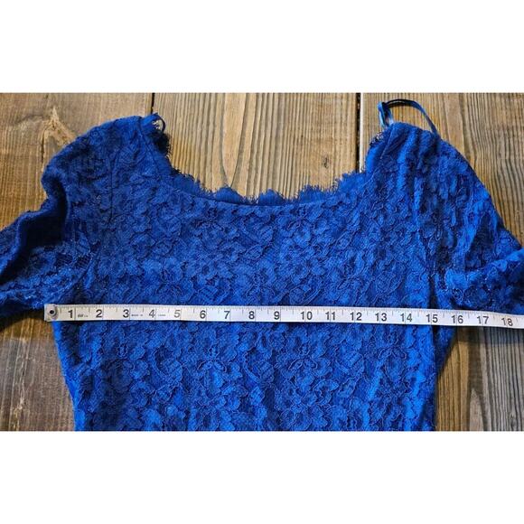 Diane Von Furstenberg Dress 4 DVF Navy Blue Lace Zarita 3/4 Sleeve Mini Back Zip - Picture 15 of 16